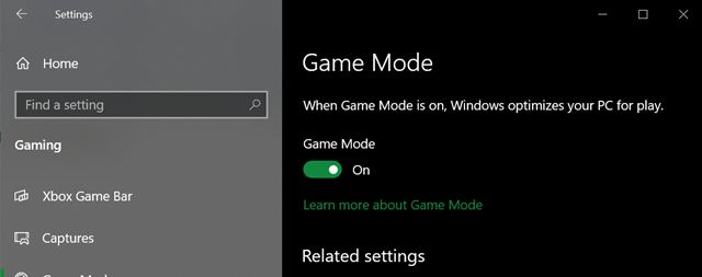 Gaming Mode on Windows 10
