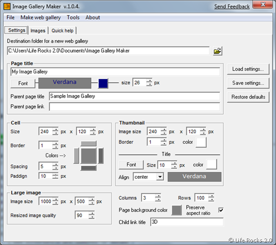 Image Gallery Maker Settings