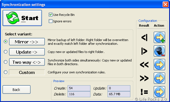 Sync options