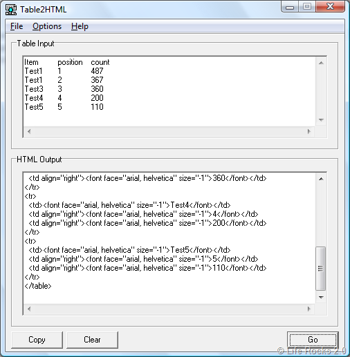 Table2HTML