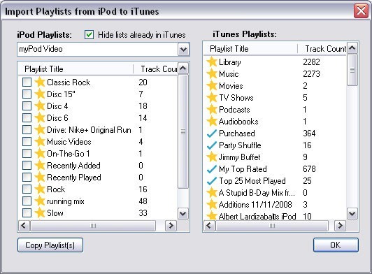 importPlaylists