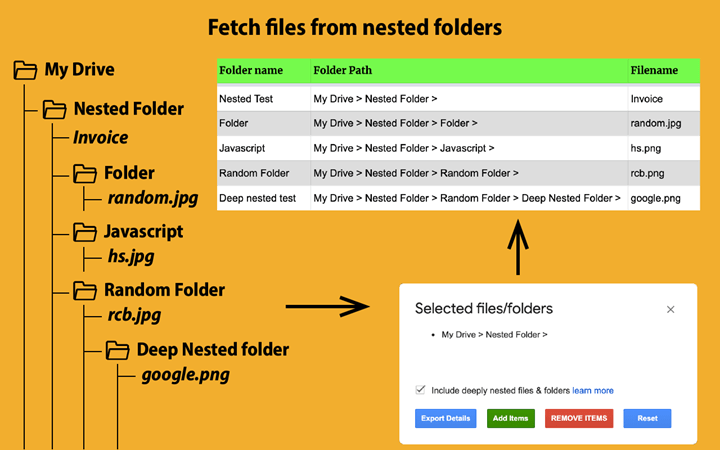 Export Google Drive files to Google Sheet