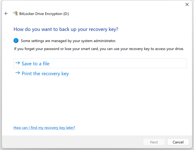 Enable BitLocker on Windows 11