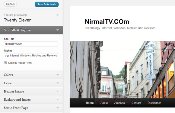 theme customizer