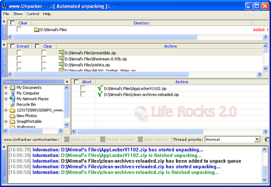 unpacker main screen