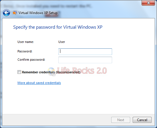 user name for XPmode