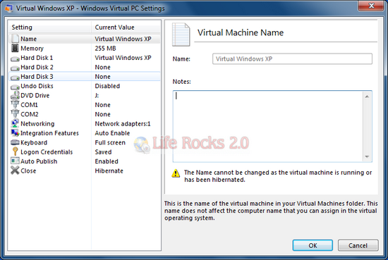 Virtual XP settings
