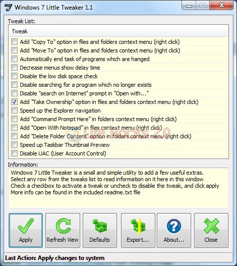 Windows 7 Little Tweaker
