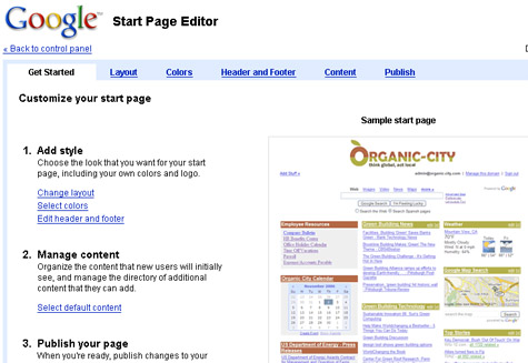 Google Custom Start Page