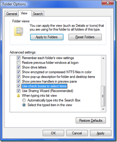 folder Options