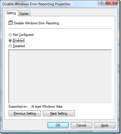Disable Error reporting