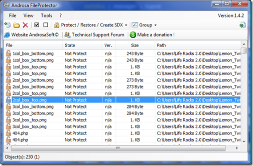 File Protector main window