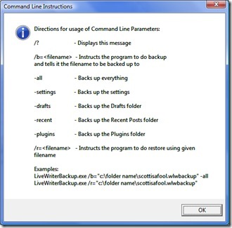 Live Writer command line