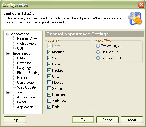 TUGZip Config