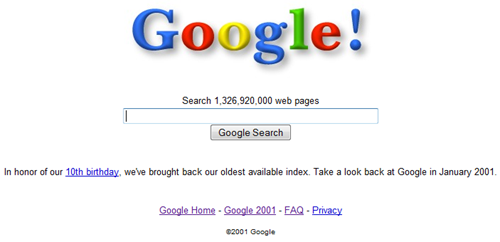 Google 2001 search